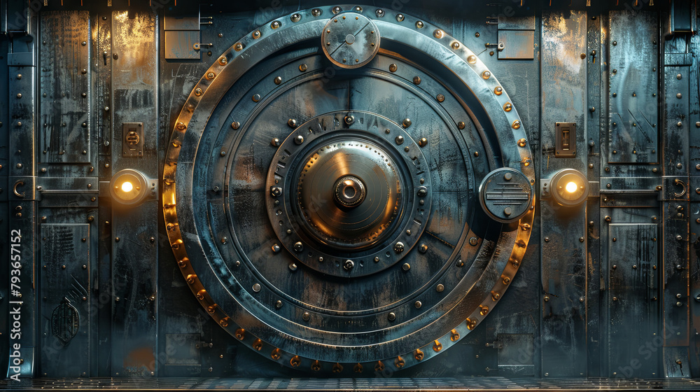 Closed steel bank vault door Closed steel bank vault door