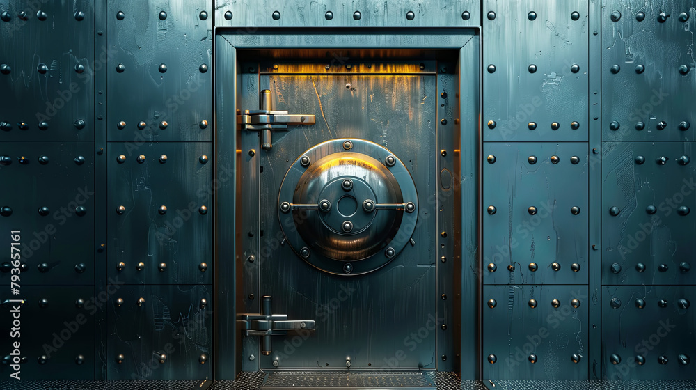 Fototapeta premium Closed steel bank vault door