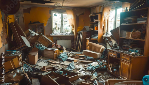 Room filled with lot of garbage. Generative ai design concept art.