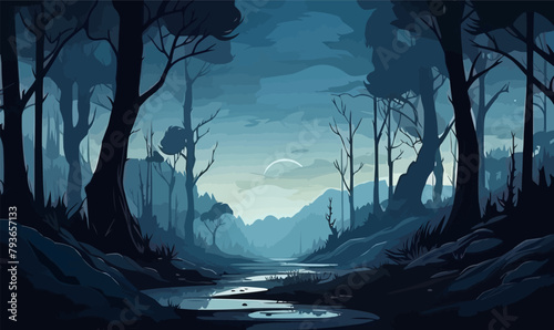 fantasy forest vector flat minimalistic isolated illustration