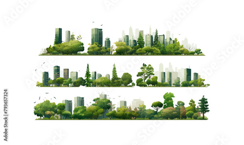 city vegetation set isolated vector style with transparent background illustrati