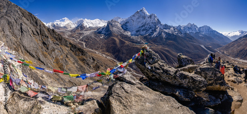 Stunning view over Ama Dablam from viewpoint near Dingboche village in Khumbu region, Nepal,