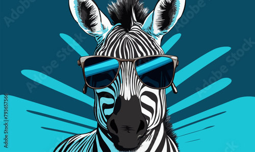 zebra wearing sunglasses vector illustration photo