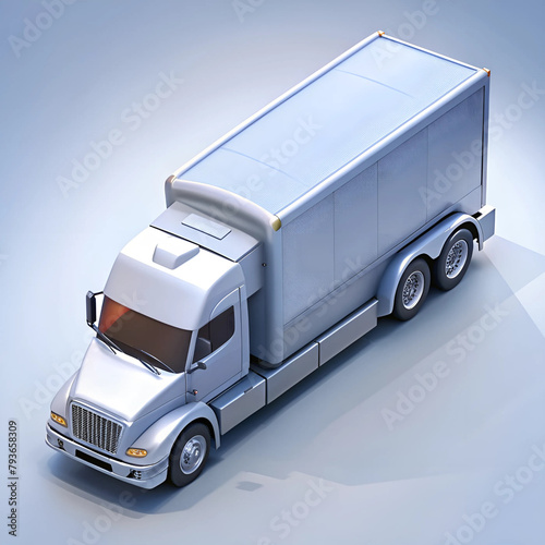 realistic isomatric truck vehicle isolated on white background