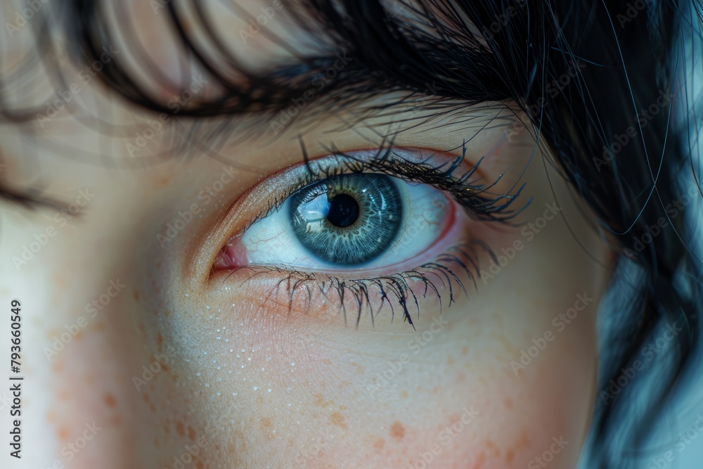Close-up View of Woman's Eye with Heart-Shaped Pupil Expressing Joy Generative AI