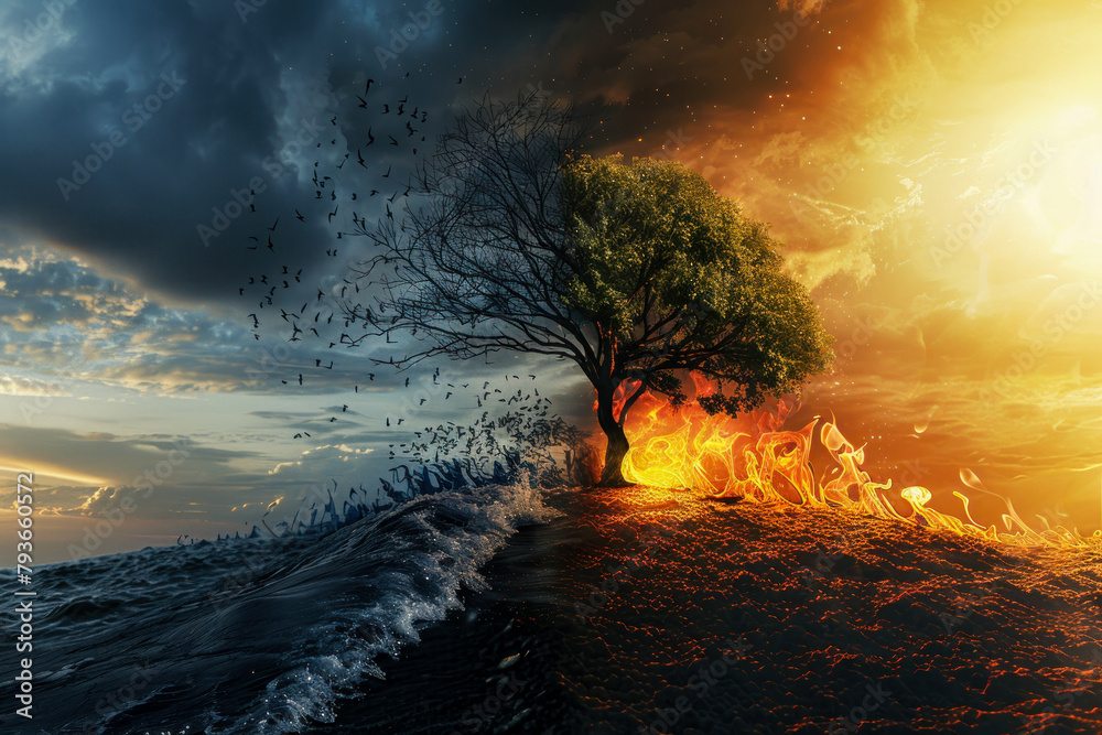 Concept of global warming, protecting the planet - obrazy, fototapety, plakaty 