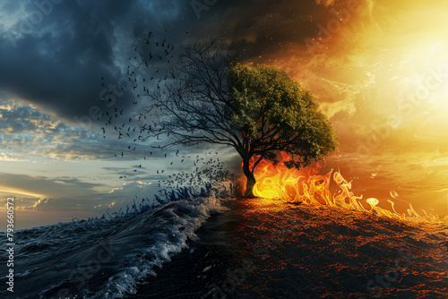 Concept of global warming, protecting the planet photo