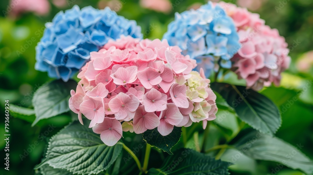 Close up of vibrant blue and pink flowers in a stunning and colorful arrangement Close up of vibrant blue and pink flowers in a stunning and colorful arrangement