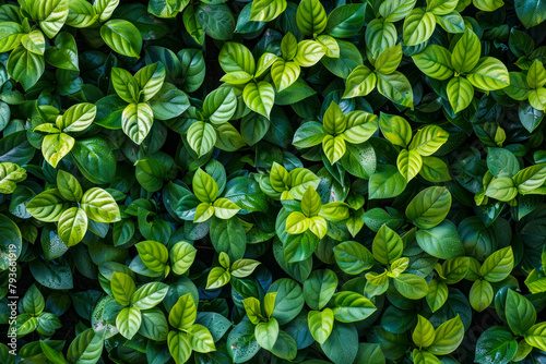 Background with green leaves, wall of leaves © GHart