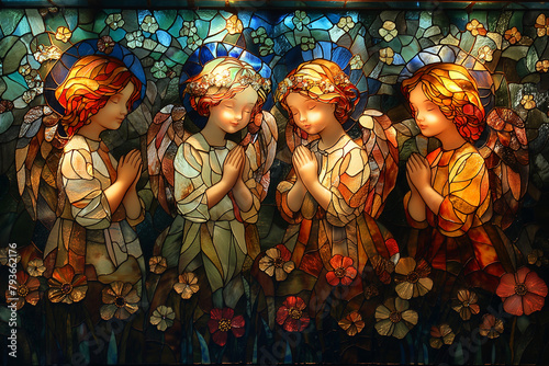 stained glass angels in the church
