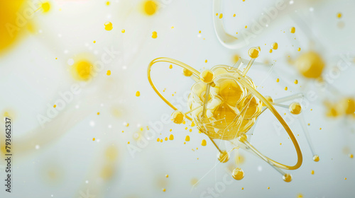 Yellow Atom Ring Shape: Abstract Area Design with Cinematic Style on a White Background © Tomasz