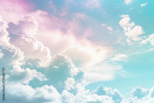Pastel-colored sky with ethereal altostratus clouds on a soft transparent white backdrop, adding a touch of softness photo