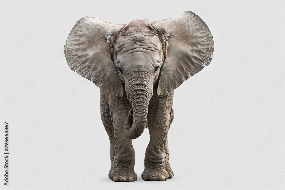 Obraz premium Playful baby elephant with floppy ears and a trunk, isolated on a transparent background