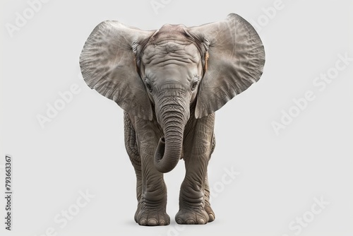 Playful baby elephant with floppy ears and a trunk, isolated on a transparent background © Cloudyew