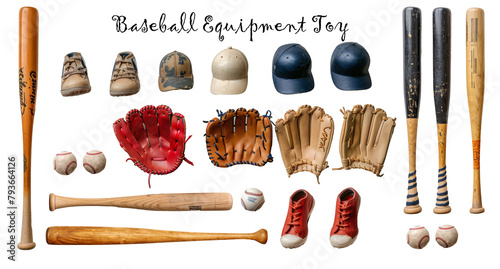 ミニチュアの野球道具玩具