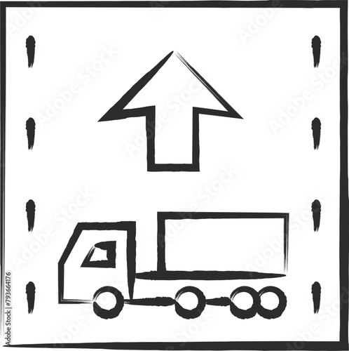 シンプルな標識の筆書き単品イラスト　牽引自動車の自動車専用道路第一通行帯通行指定区間