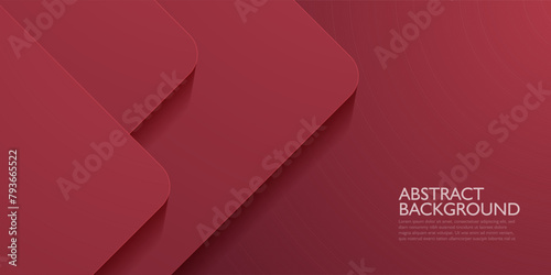 Abstract geometric red background with simple rectangle curve overlap shape and shadows. Colorful trendy 3d design. Modern with papercut concept. Eps10 vector