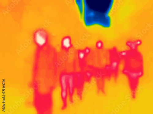 Walking along the paths of the park, piece of cake. Image from thermal imager device.
