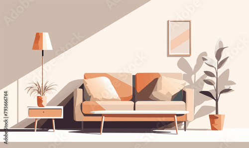 Minimalist Home Decor in a Limited Color Palette isolated vector style illustration -