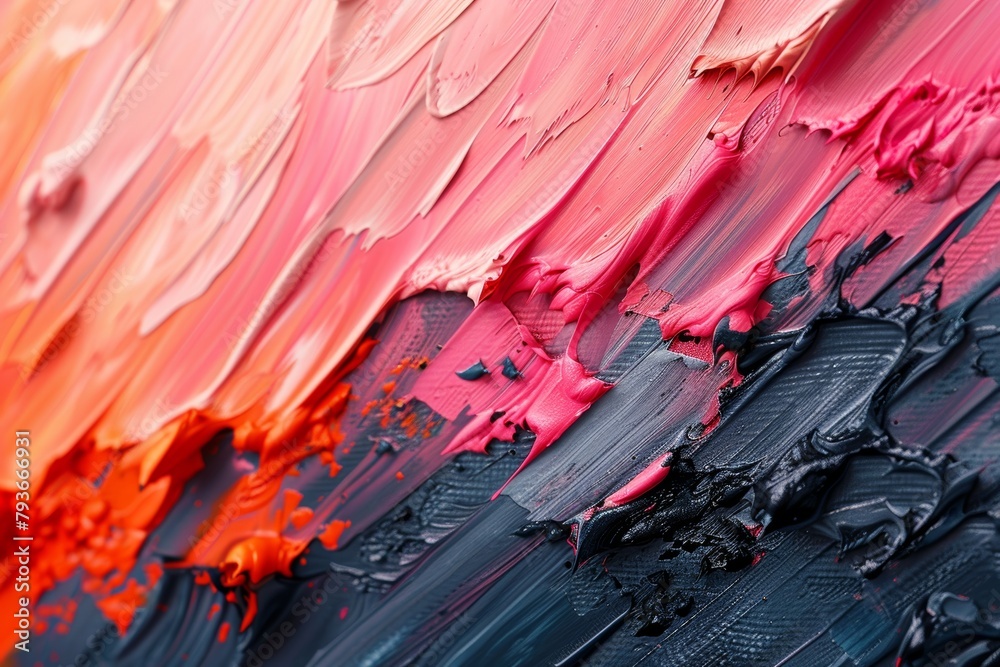 Peach Colored Heavy Brush Stroke Acrylic Art Generative AI