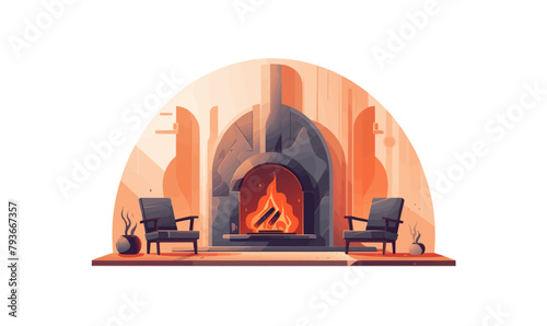 futuristic fireplace vector flat minimalistic isolated vector style illustration