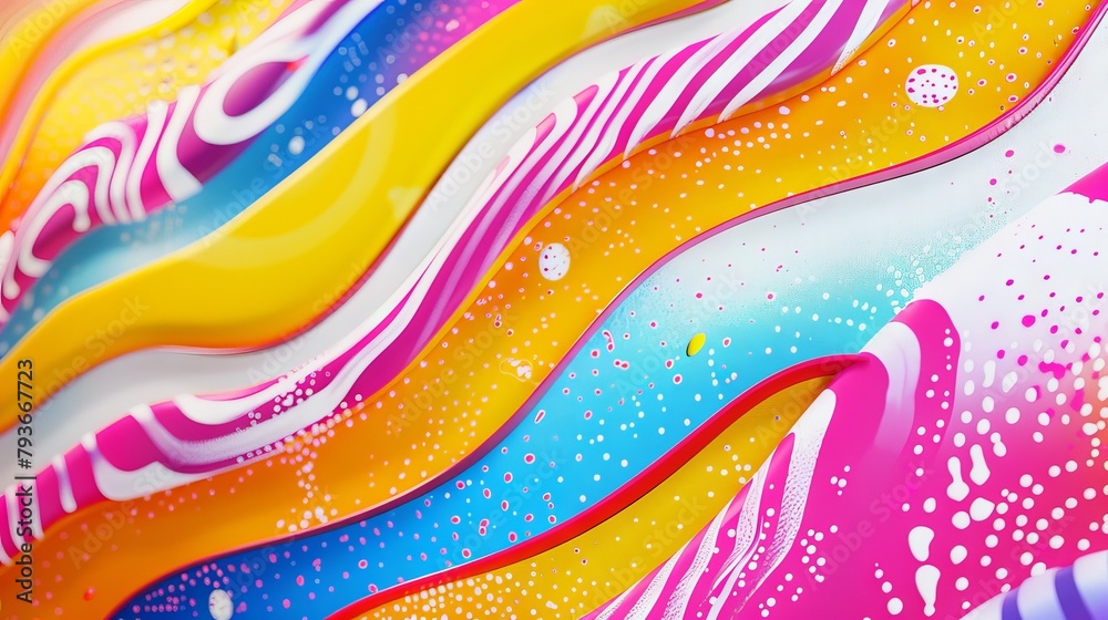 Vibrant neon wave patterns adding a pop of color and excitement to white surfaces Vibrant neon wave patterns adding a pop of color and excitement to white surfaces