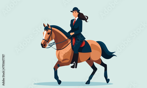 riding horse vector flat minimalistic isolated illustration