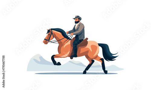 man riding horse vector flat minimalistic isolated illustration