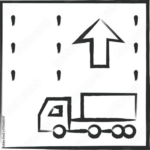 シンプルな標識の筆書き単品イラスト　牽引自動車の高速自動車国道通行区分