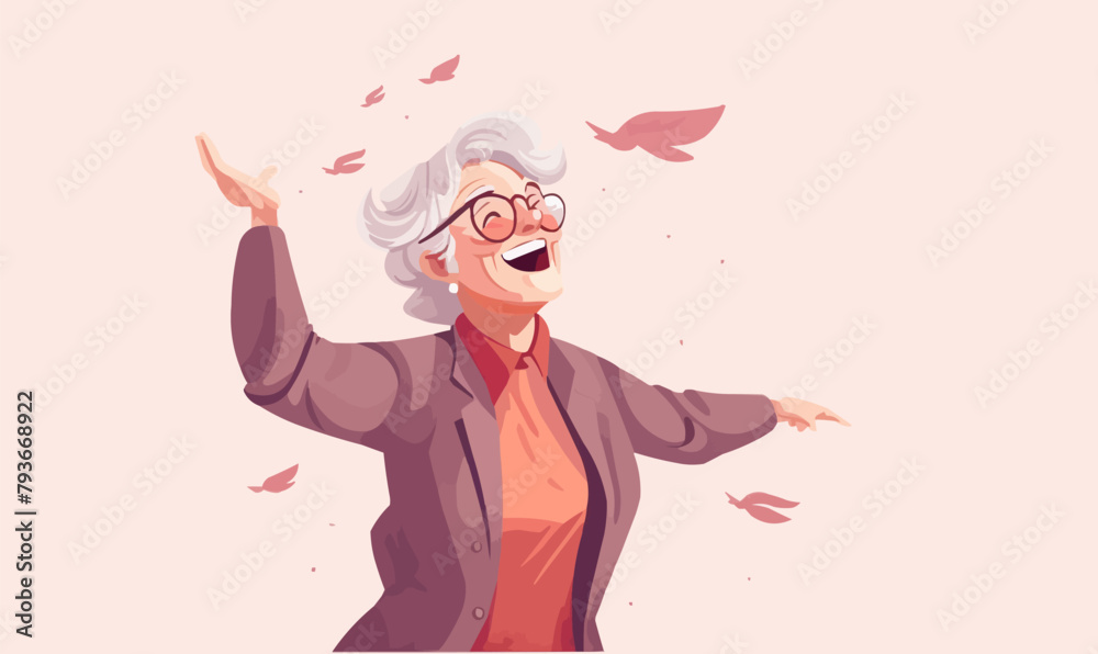 happy old woman vector flat minimalistic isolated illustration happy old woman vector flat minimalistic isolated illustration