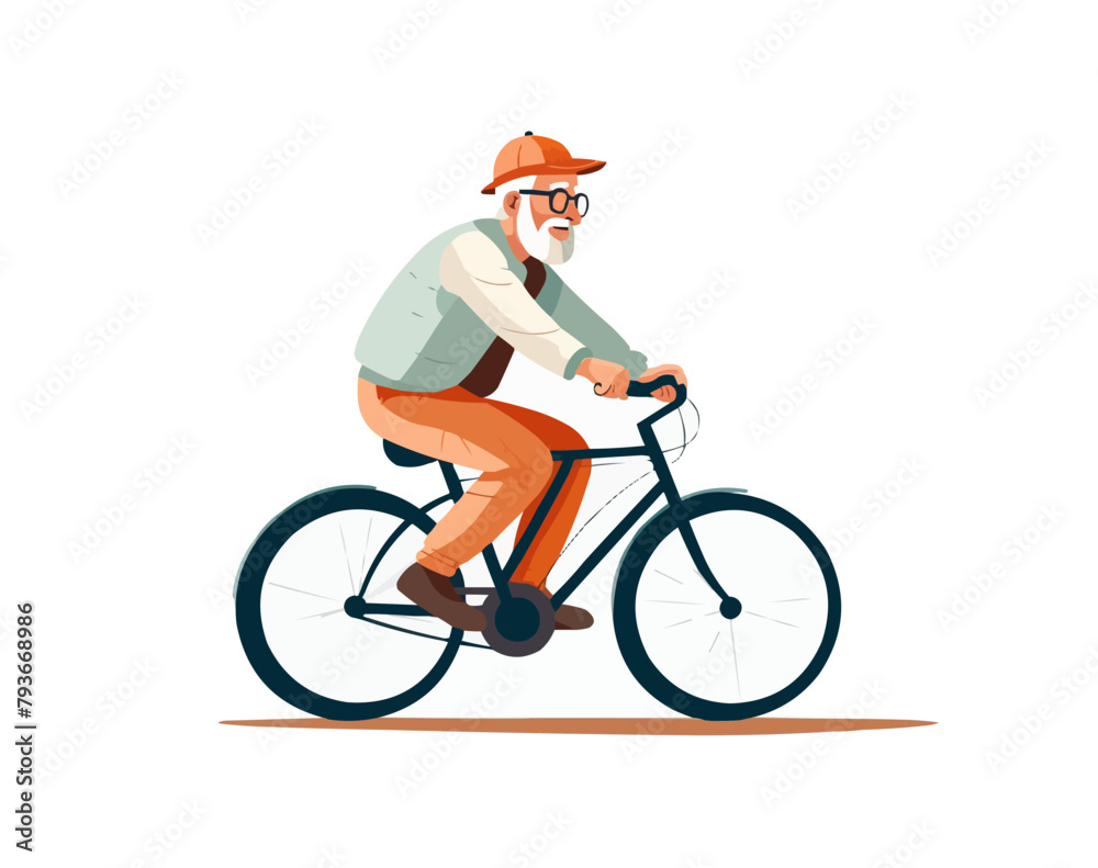Fototapeta premium man riding bycicle vector flat isolated illustration -