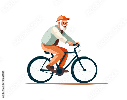 man riding bycicle vector flat isolated illustration -