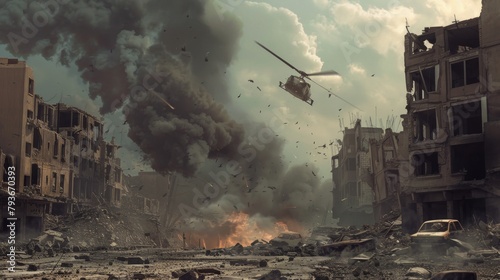 A peaceful vs chaotic scene of war depicted in a 3D style  AI generated illustration photo