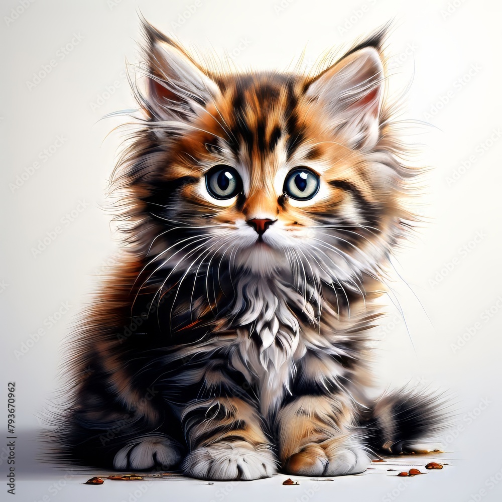 fluffy kitten on a white background fluffy kitten on a white background
