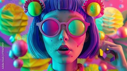 A playful and whimsical persona in a vibrant 3D style AI generated illustration