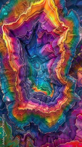 Colorful Geode Layers with Druzy Crystal Formation © irissca