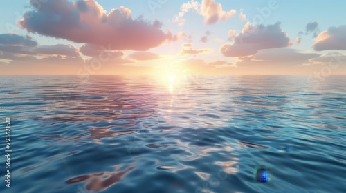 A realistic 3D render of a tranquil ocean view  AI generated illustration © ArtStage