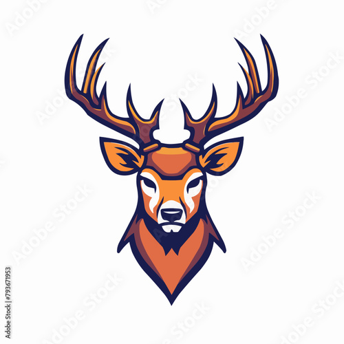 Stag Mascot for Esports Team Logo Flat Color and Kid Friendly Vector Illustration