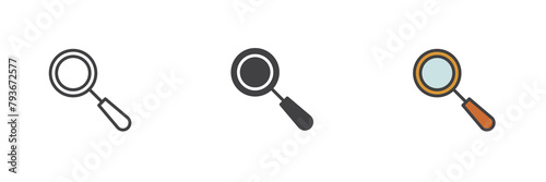 Magnifying glass different style icon set