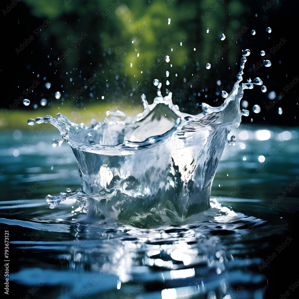 water splash with dark forest background, Ai Generated water splash with dark forest background, Ai Generated