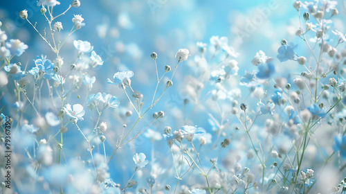 Beautiful flower background of blue gypsophila flowers