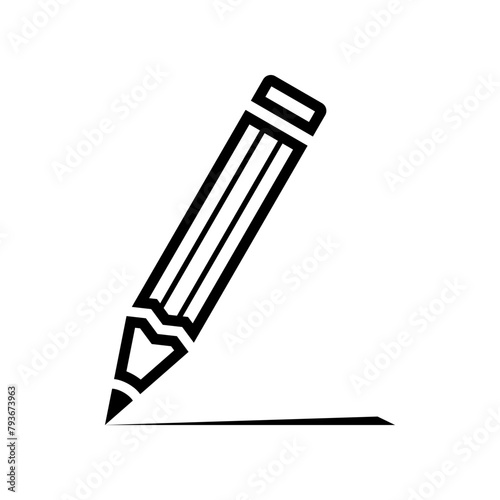 Black pencil drawing writing line school or office supplies icon flat vector design © Jedsada Naeprai