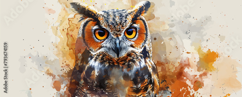 owl in watercolor style. vector simple illustration