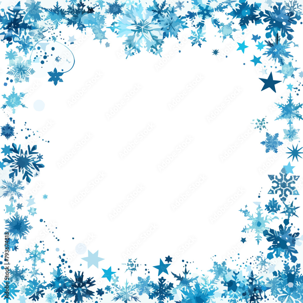 Snowflakes and stars border isolated on white background vector illustration Snowflakes and stars border isolated on white background vector illustration