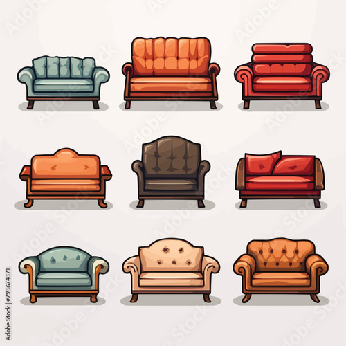 Sofa icon set. sofa icon illustration