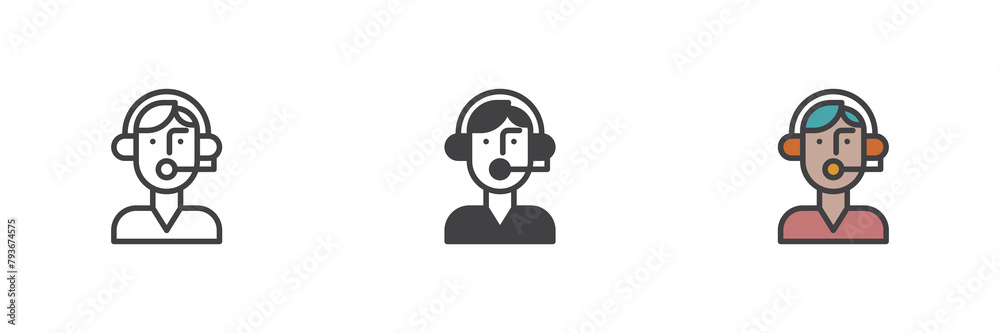 Customer service different style icon set Customer service different style icon set