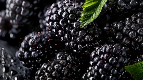 Fresh blackberries banner. Blackberry background. Close-up food photography