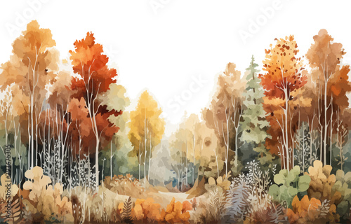 Watercolor forest illustration.