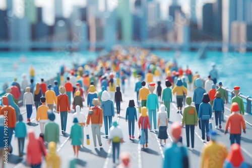 Colorful crowd of people miniatures in urban setup
