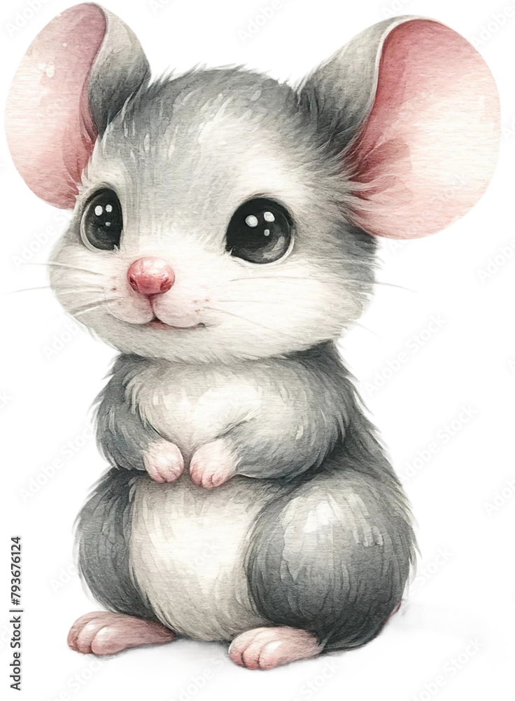 Cute Mouse Illustration with Detailed Fur Texture

